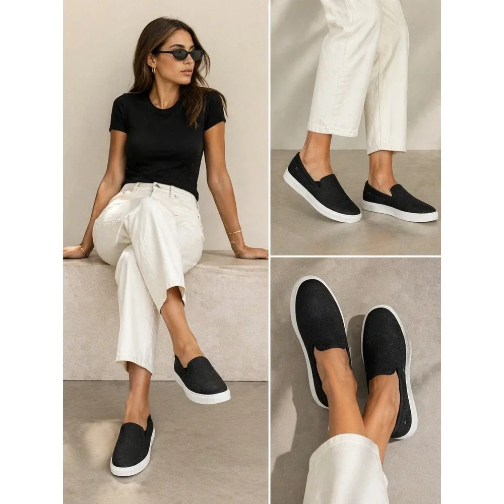 Vivaia Black Knit Slip On Sneakers Womens Sustainable Loafers‎ Size US 7
